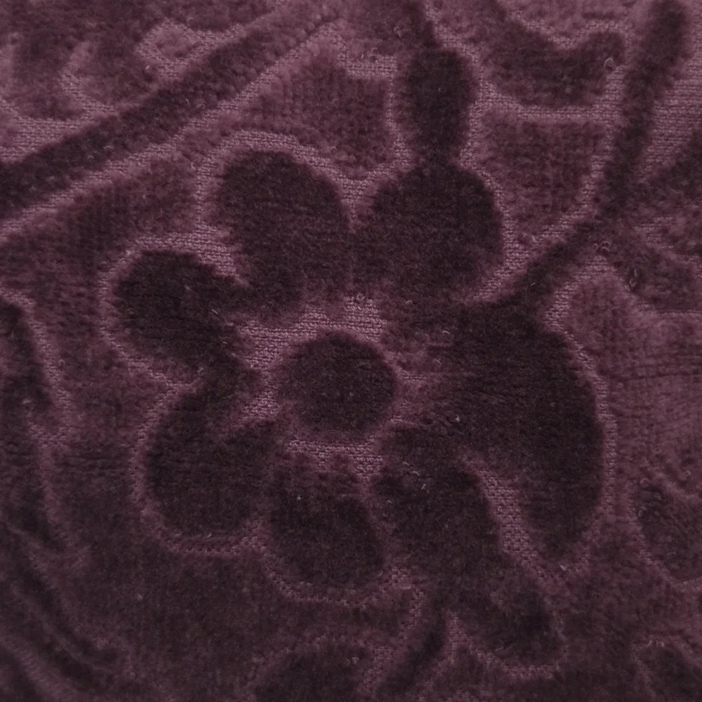 Bella Lux 4pc Turkish Cotton Velour Towel Set Merlot Floral Embossed 2Bath 2Hand